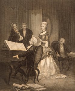 Wolfgang Amadeus Mozart akompaniament Caterina Maddalena Giuseppa (grafika) autorstwa Austrian School