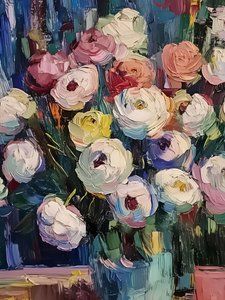 Kolorowe kwiaty w technice impasto autorstwa Avanesova Elena