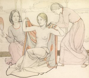 Kąpiący się (akwarela i ołówek) autorstwa Averil Mary Burleigh