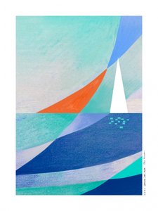 Geometryczna łódź żaglowa na oceanie autorstwa Awol Art Alex