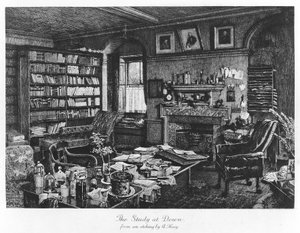 The Study at Down, wyd. 1882 (grawerowanie) autorstwa Axel (after) Haig