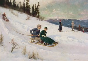 Kuligi i narciarstwo (olej na płótnie)