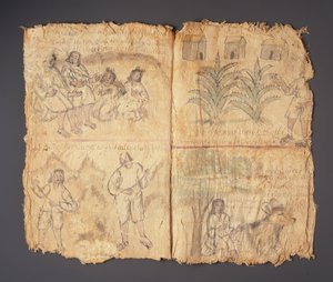 Kodeks Techialoyan, Coyotepec Coyonazco, Meksyk (pigment i tusz na papierze) autorstwa Aztec