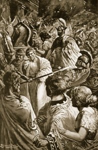 O Saque de Olynthus, 348 aC, ilustração do polonês 
