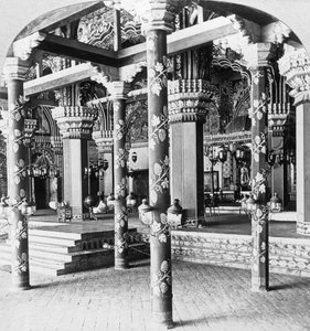 Mahratta durbar hall, Pałac księżnej Tanjore, Tanjore Thanjavur, Indie, 1901.