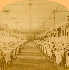 Jadalnia, Grand Union Hotel, Saratoga, największa jadalnia na świecie, 1882.