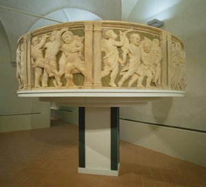 Po renowacji zewnętrzna ambona katedry w Prato autorstwa B. di Donatello and Michelozzo