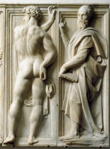 Prorok i Ignudo Niski marmurowy relief autorstwa Baccio Bandinelli (1493-1560)