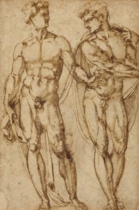 Studium dwóch mężczyzn (recto); Studium głowy brodatego mężczyzny (verso) autorstwa Baccio Bandinelli