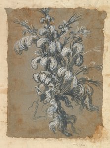 Projekt wystawnego nakrycia głowy z piórami na hełmie, ca. 1620-56 .