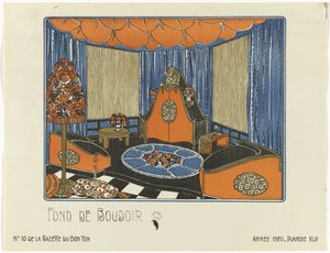 Gazette du Bon Ton, 1920 - nr 10, plac XLV: Fond de Boudoir (tytuł na obiekcie) autorstwa Bagge and Huguet
