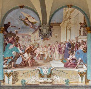 Kosma II przyjmuje zwycięzców wyczynu Bony autorstwa Baldassare (1611-89) Franceschini
