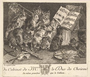 Koncert Kotów, po obrazie w zbiorach księcia de Choiseul, przed 1771 r.