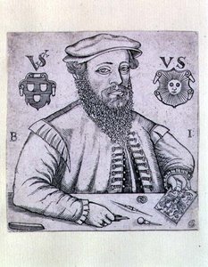 Portret Virgiliusa Solisa (1514-62) niemieckiego drukarza autorstwa Balthasar Jenichen