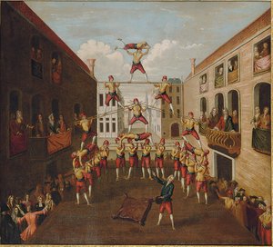 Forze d „Ercole: akrobaty Castellani na weneckim placu, c.1746