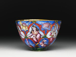 Misa z pokrywką, spodek i łyżka z dekoracją astrologiczną, początek XIX w.