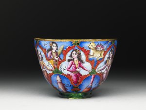 Misa z pokrywką, spodek i łyżka z dekoracją astrologiczną, początek XIX w. autorstwa Baqir
