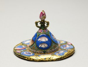 Misa z pokrywką, spodek i łyżka z dekoracją astrologiczną, początek XIX w.