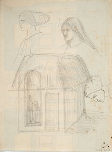 Niezidentyfikowany szkic architektoniczny (grafit na papierze) autorstwa Barbara Leigh Smith Bodichon