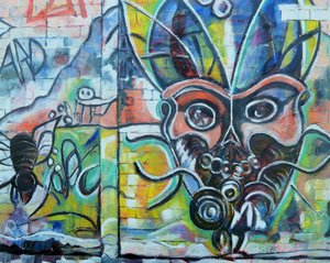 Pełen energii potwór z graffiti