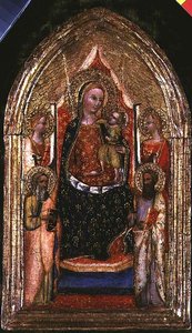 Madonna z Dzieciątkiem i św. Bartłomiejem i innymi świętymi. autorstwa Bargello Master