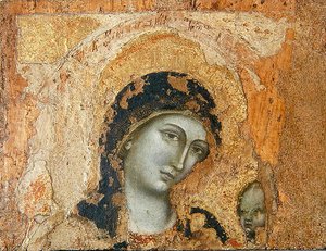 Madonna z Dzieciątkiem (tempera i złoty liść na panelu)