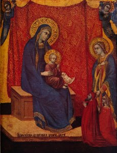 Madonna intronizowana i dwóch darczyńców w adoracji, 1374 autorstwa Barnaba da Modena