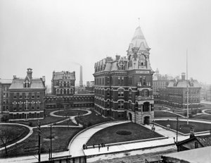 Szpital Hrabstwa Cook, ok. 1900, Chicago, Illinois, USA, ok. 1900 (zdjęcie czarno-białe)