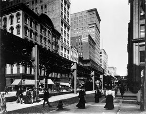 Podwyższone tory na Wabash Avenue, Chicago, Illinois, USA