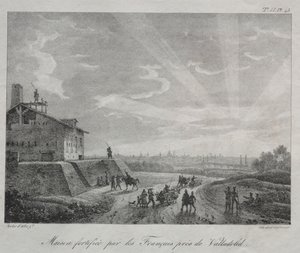 Kampania hiszpańska: budynek ufortyfikowany przez Francuzów w pobliżu Valladolid autorstwa Baron Louis Albert Guillain Bacler d