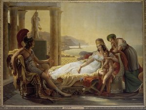 Eneasz opowiada Dydonie o nieszczęściach w Troi (olej na płótnie) autorstwa Baron Pierre Narcisse Guerin
