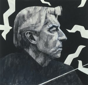 Portret Herberta von Karajana, ilustracja do The Sunday Times, lata 70. (na pokładzie gwasz)