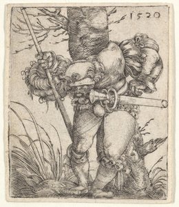 Pochylony żołnierz oparty o drzewo, 1520. autorstwa Barthel Beham