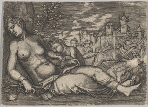 Kopia Der Welt Lauf Sleeping Justice, początek XVI wieku. autorstwa Barthel Beham