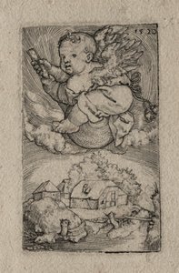 Geniusz jadący na piłce, 1520. autorstwa Barthel Beham