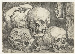 Dziecko z trzema czaszkami autorstwa Barthel Beham