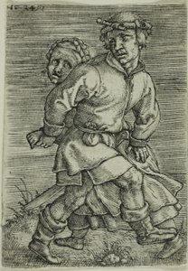 Tańcząca para chłopska autorstwa Barthel Beham