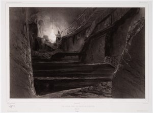 Widok wykonany w kopalniach w Wieliczce, Polska, 20 marca 1840 r., sztychowany przez Sabatiera (podbarwiona litografia) autorstwa Barthelemy after Lauvergne