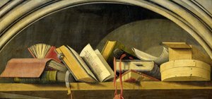 Martwa natura z książkami w niszy, 1442-45 autorstwa Barthelemy dEyck