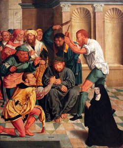 Dornenkrönung Christi mit kniender Benediktinerin als Stifterin Chrystus ukoronowany cierniem z klęczącą mniszką benedyktyńską jako ofiarodawcą
