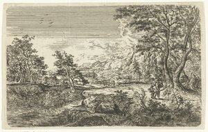 Krajobraz z mężczyzną i chłopcem autorstwa Bartholomäus Ignaz Weiss (attributed to)