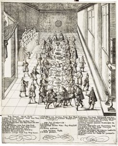 Uroczysty posiłek z okazji przysięgi wierności otrzymanej przez Ferdynanda IV (1633-1654) króla Rzymian, króla Węgier i króla Czech 5 września 1651 r. w Wiedniu autorstwa Bartholomäus Kilian