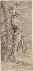 Św. Sebastian, przywiązany do drzewa autorstwa Bartholomaeus Spranger