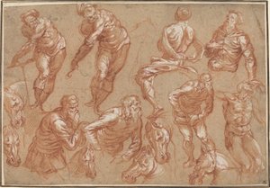 Badania figur autorstwa Bartholomaeus Spranger after Jacopo Tintoretto