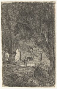 Wnętrze jaskini Jaskinia w Valmontane. Ruiny rzymskie (tytuł serii) Verscheyden wszedł do zrujnowanego budynku Soo as buyten Romen (tytuł serii) autorstwa Bartholomeus Breenbergh