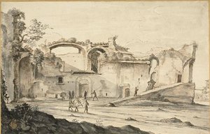 Podróżnicy przed ruinami autorstwa Bartholomeus Breenbergh
