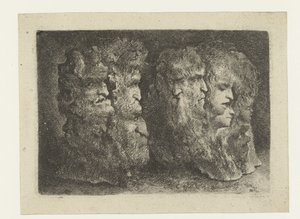 Różne głowy ludzi, zwierząt i maszkaronów autorstwa Bartholomeus Breenbergh
