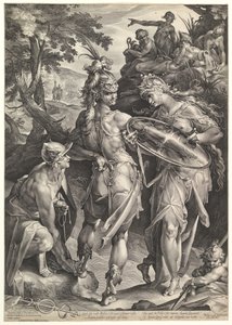 Minerwa i Merkury Perseusz uzbrajający, 1604