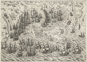 Bitwa pod Kadyksem, 1596 autorstwa Bartholomeus Willemsz. Dolendo (attributed to)