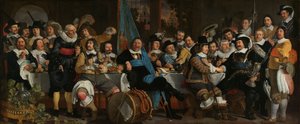 Bankiet w gildii kuszników z okazji traktatu z Münster Obchody pokoju w Münster, 18 czerwca 1648, w siedzibie Gwardii Miejskiej Kuszników (St George Guard), Amsterdam
